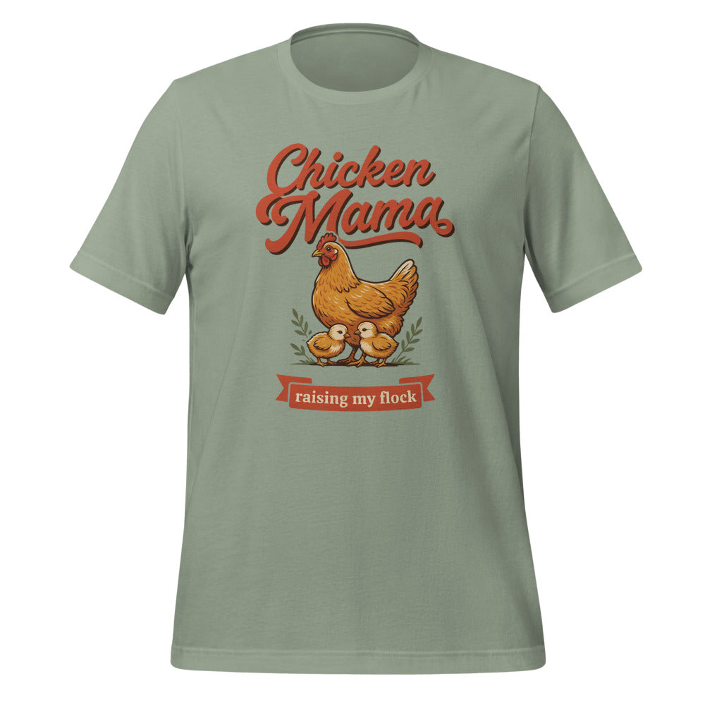 Chicken Mama raising my flock chicken keeper tee — Sage, front