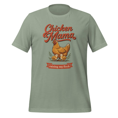 Chicken Mama raising my flock chicken keeper tee — Sage, front