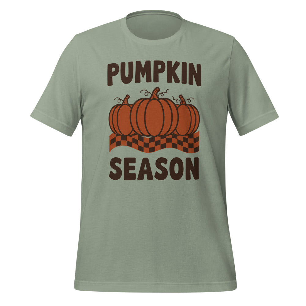 Pumpkin Season retro 70s fall t-shirt — Sage, front