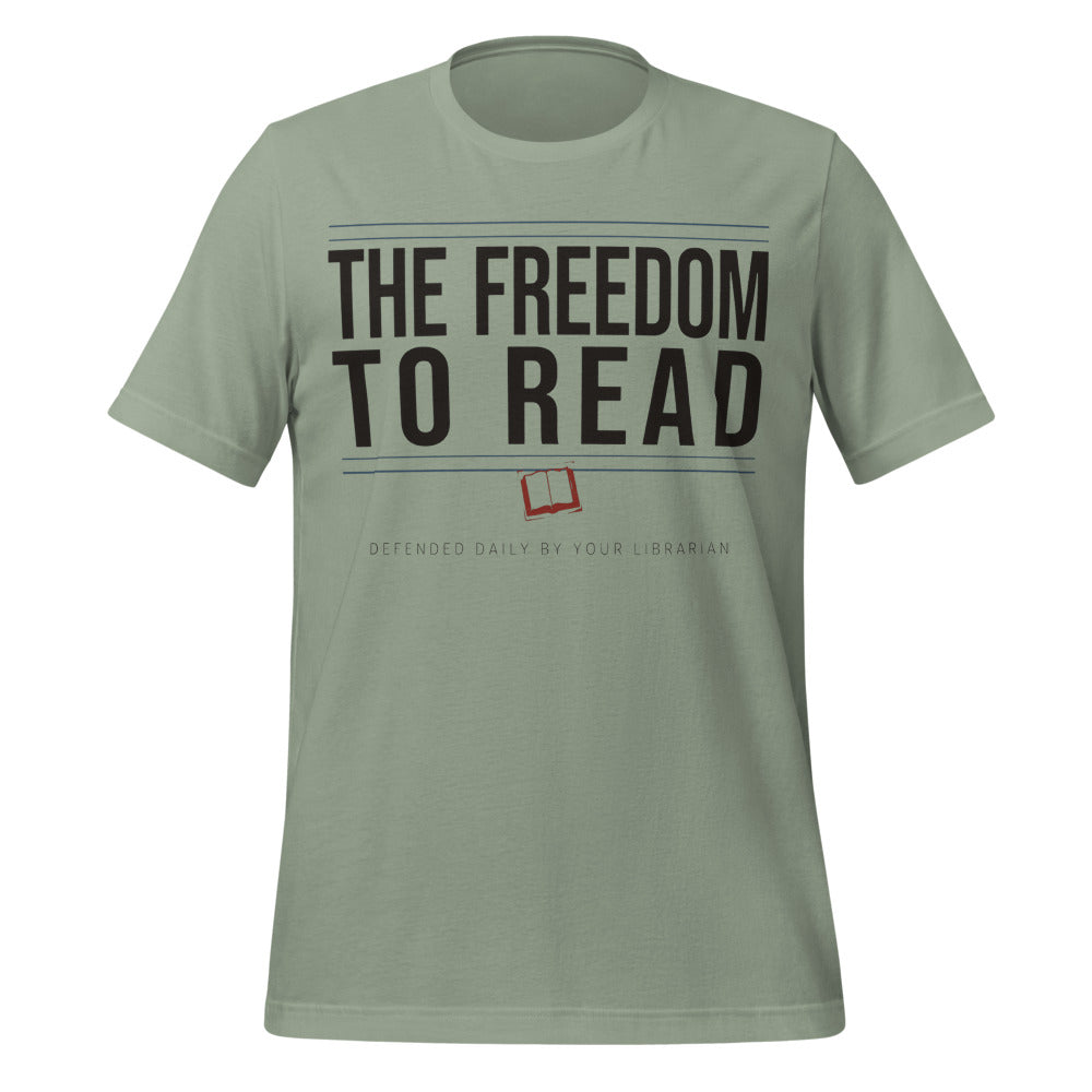 The Freedom to Read school librarian tee — Sage, front