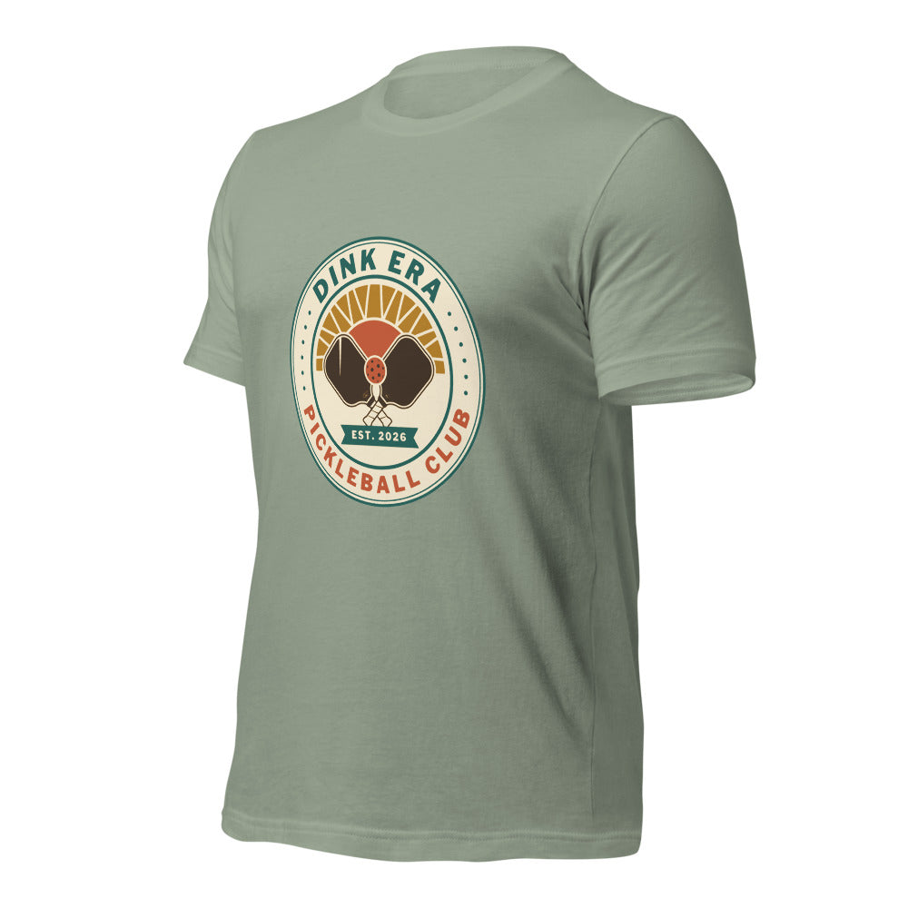 Dink Era Pickleball Club retro tee — Sage, front-right