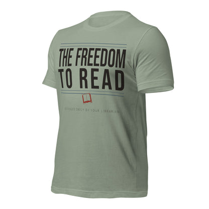 The Freedom to Read school librarian tee — Sage, front-right