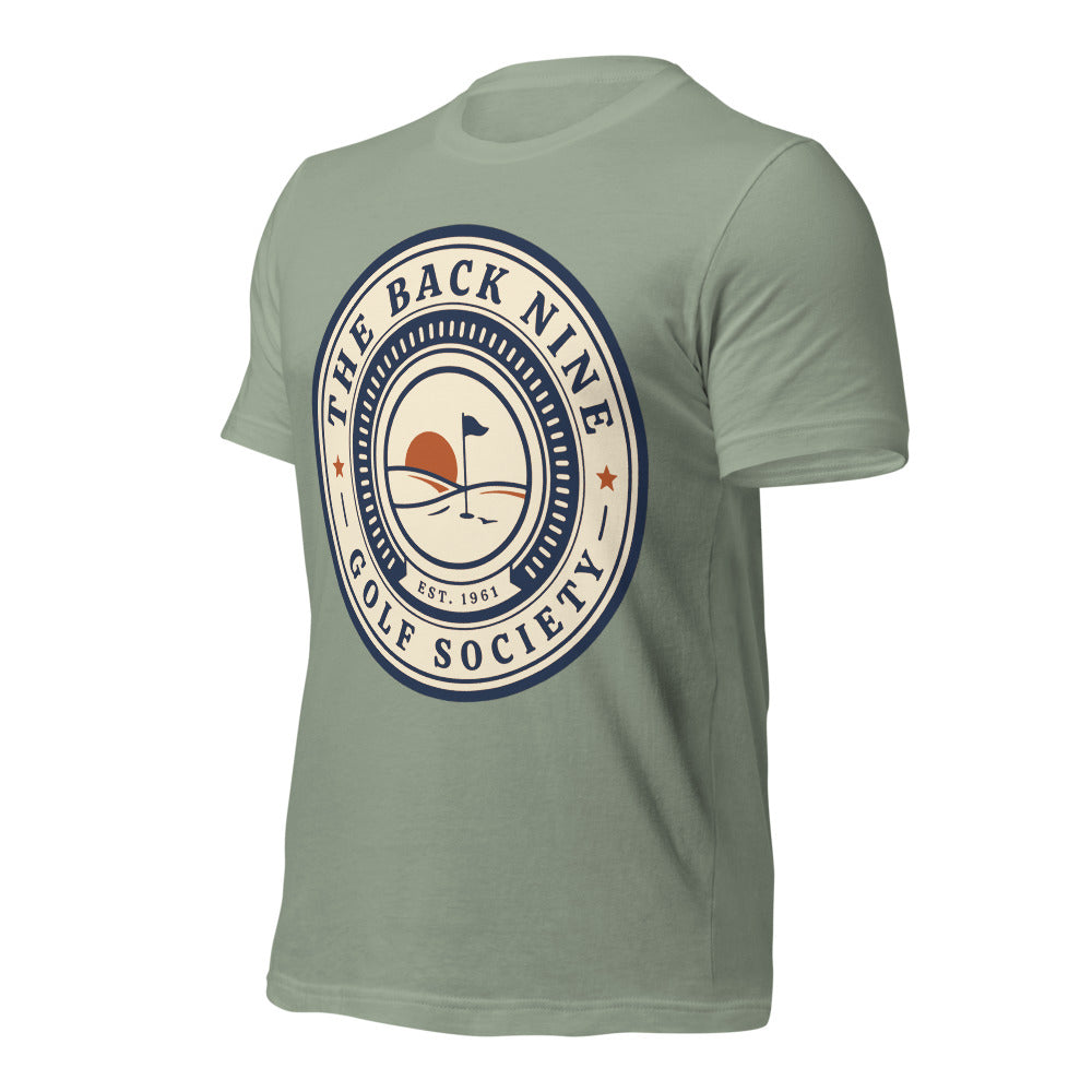 The Back Nine vintage golf roundel tee — Sage, front-right