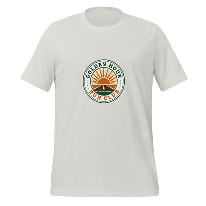 Golden Hour Run Club retro running tee — Silver, front
