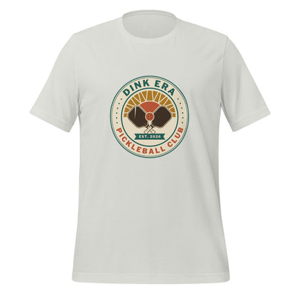 Dink Era Pickleball Club retro tee — Silver, front
