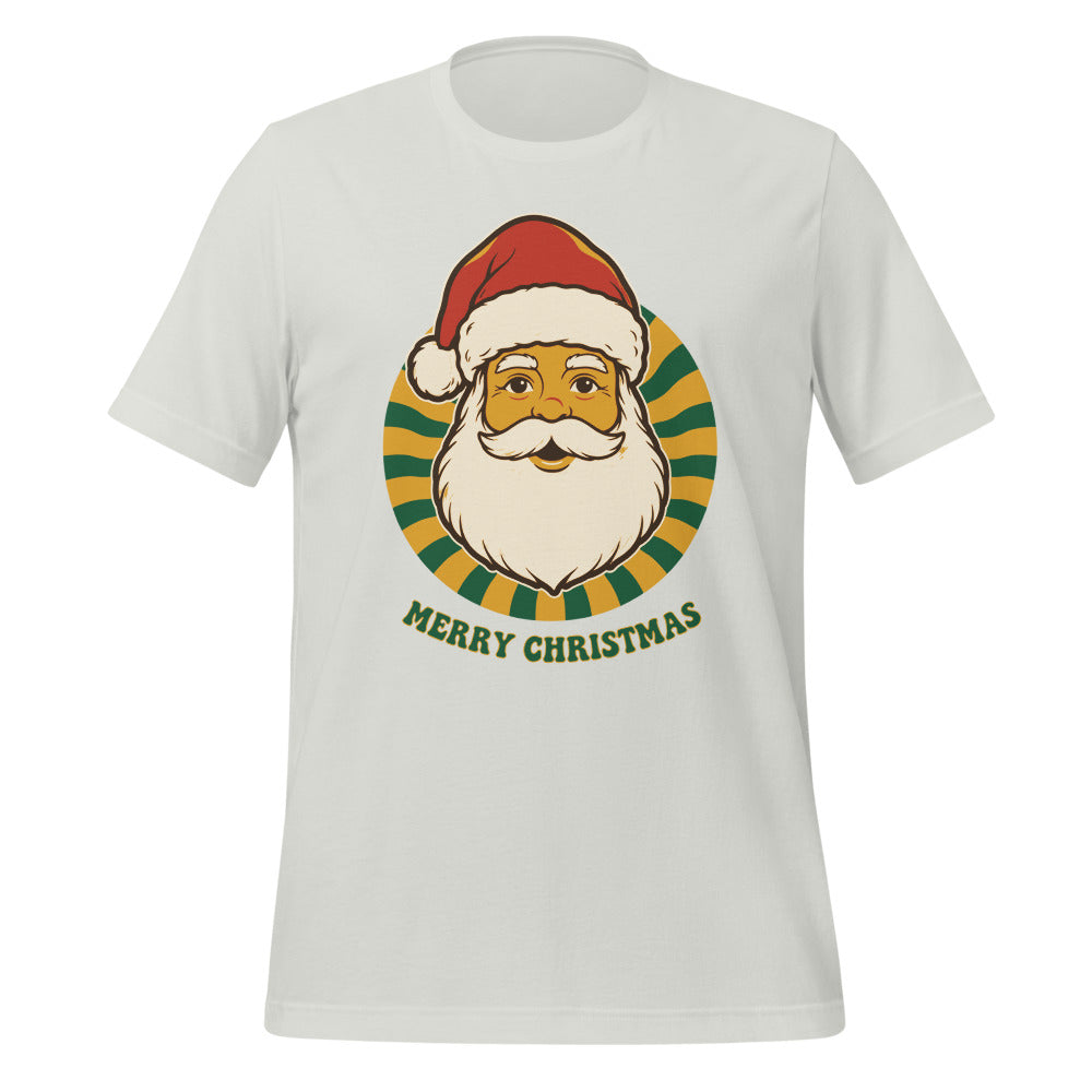 Groovy Santa retro Christmas tee — Silver, front