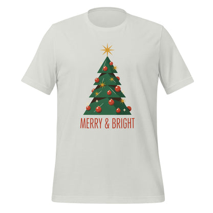 Atomic mid-century retro Christmas tree tee — Silver, front