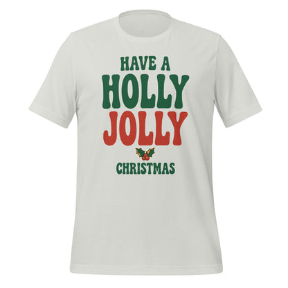 Groovy Holly Jolly retro Christmas tee — Silver, front