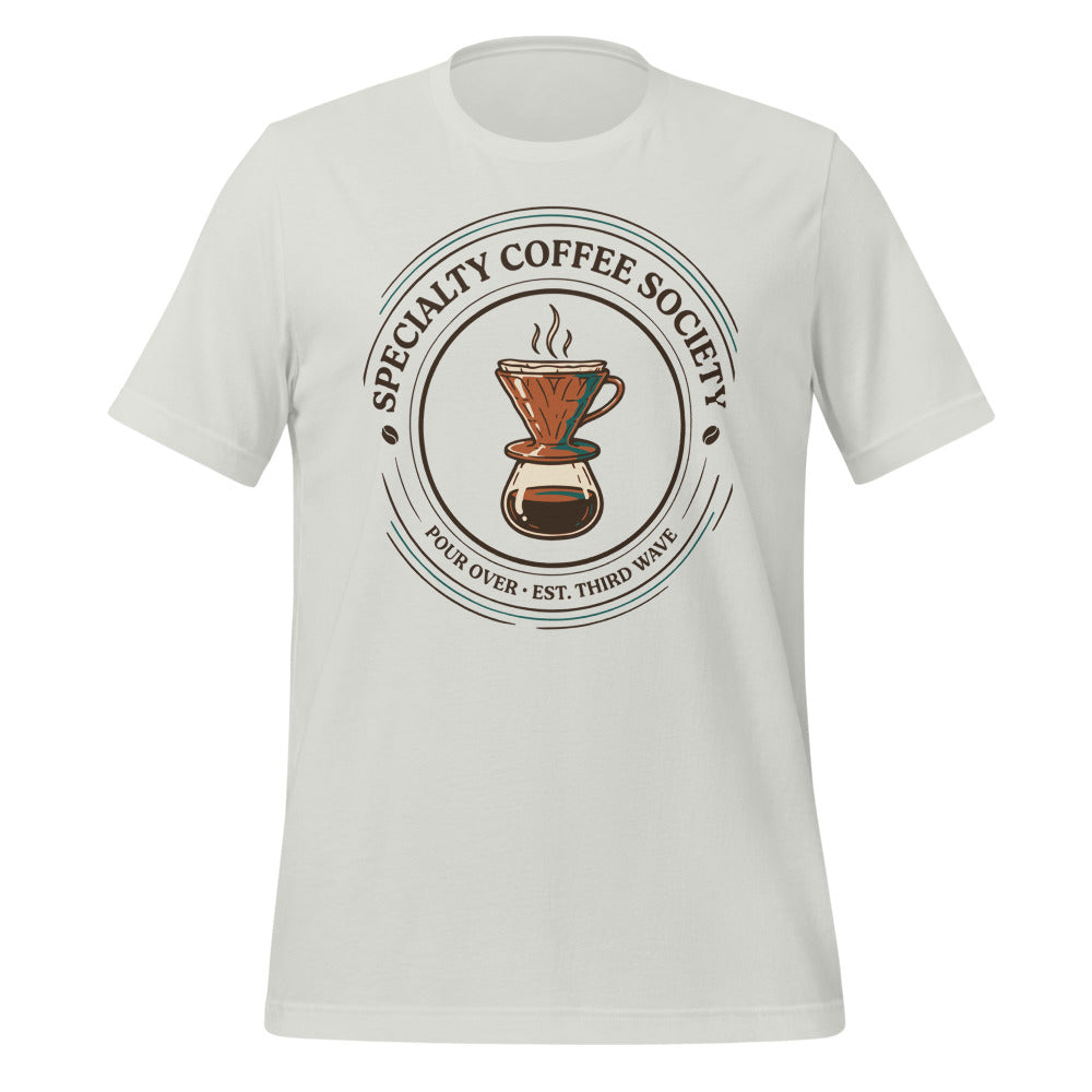 Specialty Coffee Society specialty coffee tee — Silver, front