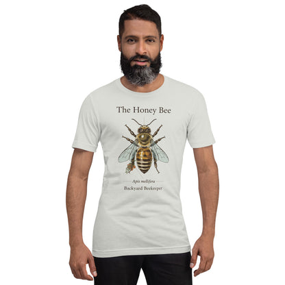 The Honey Bee Apis mellifera anatomical tee — Silver, on model