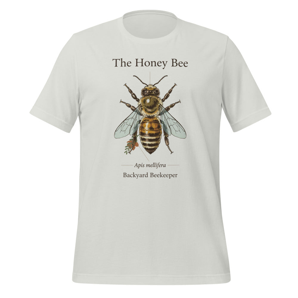 The Honey Bee Apis mellifera anatomical tee — Silver, front