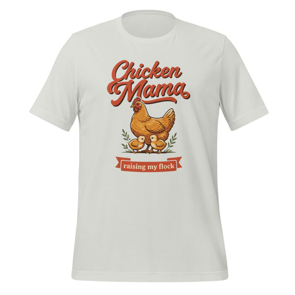 Chicken Mama raising my flock chicken keeper tee — Silver, front