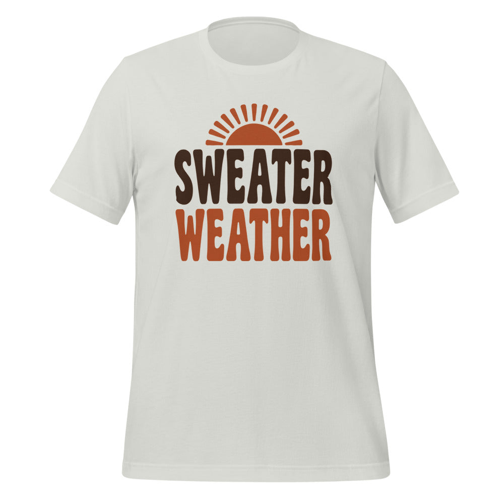 Sweater Weather retro 70s fall t-shirt — Silver, front