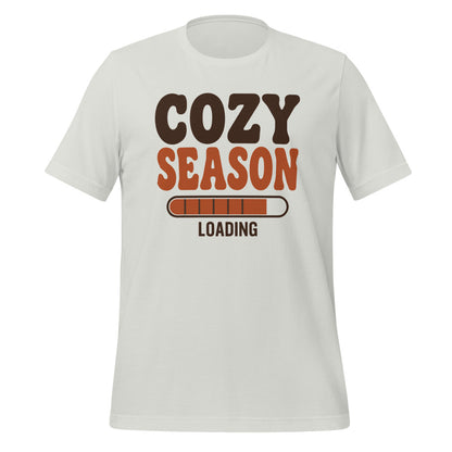 Cozy Season Loading retro 70s fall t-shirt — Silver, front