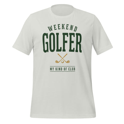 Weekend Golfer vintage golf wordmark tee — Silver, front