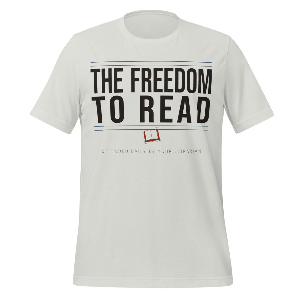 The Freedom to Read school librarian tee — Silver, front