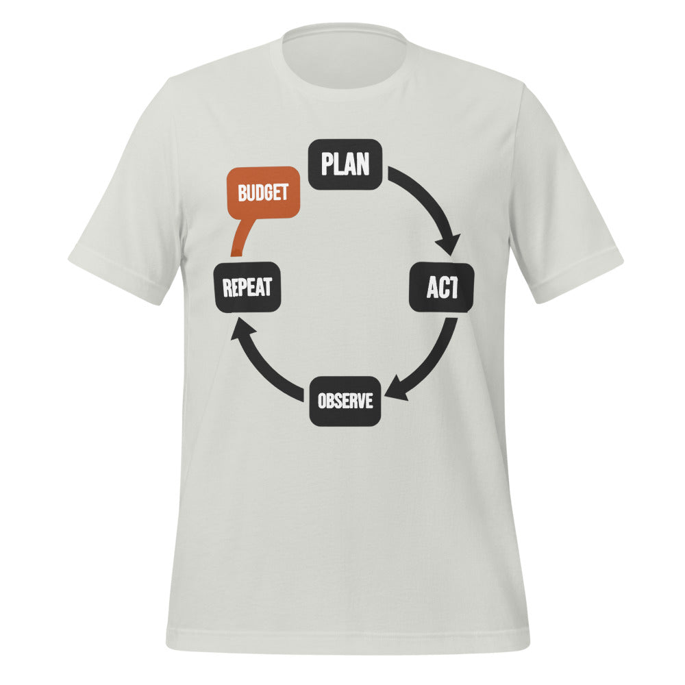 Plan Act Observe Repeat tee — Silver, front