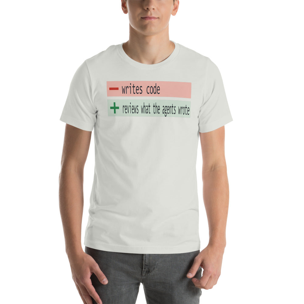 The Diff agentic AI engineer tee — Silver, on model