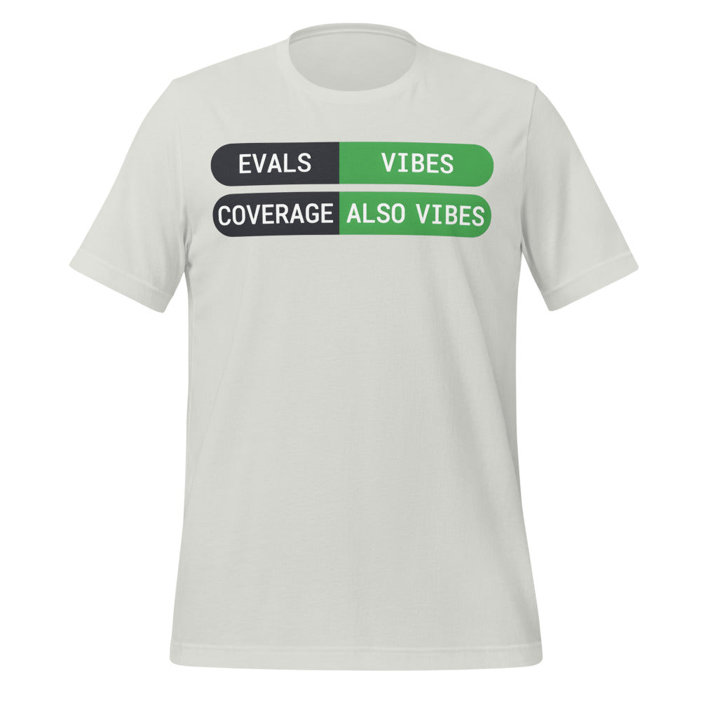 Eval Suite Vibes agentic AI engineer tee — Silver, front
