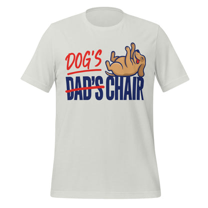 Dog's Chair funny dog dad tee — Silver, front