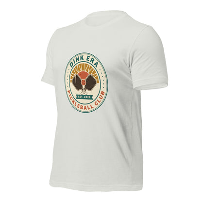 Dink Era Pickleball Club retro tee — Silver, front-right