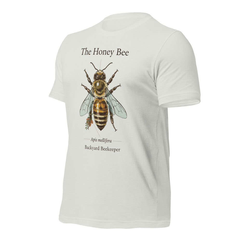 The Honey Bee Apis mellifera anatomical tee — Silver, front-right