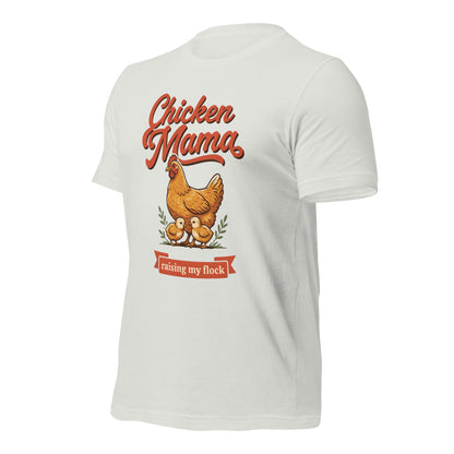 Chicken Mama raising my flock chicken keeper tee — Silver, front-right