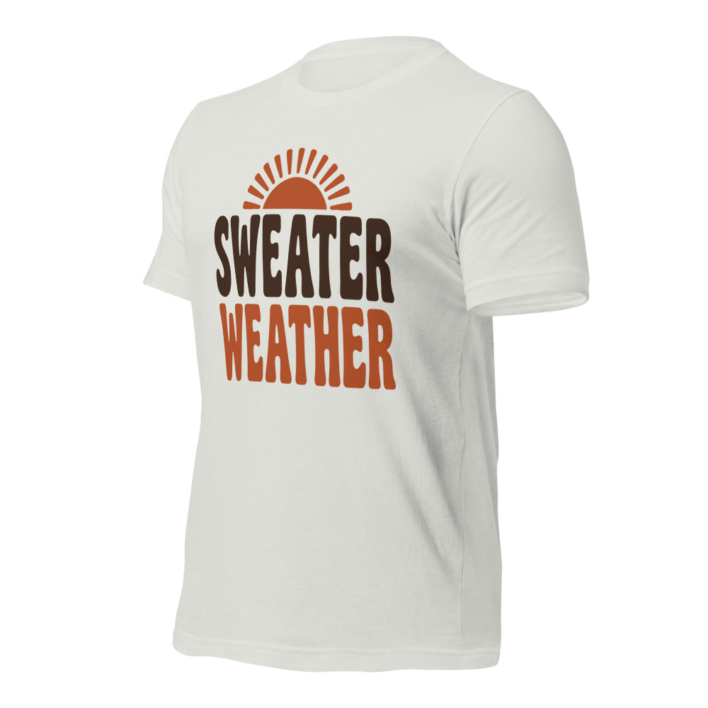Sweater Weather retro 70s fall t-shirt — Silver, front-right