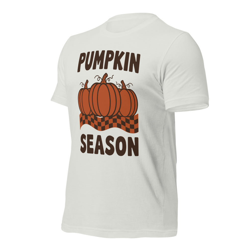 Pumpkin Season retro 70s fall t-shirt — Silver, front-right