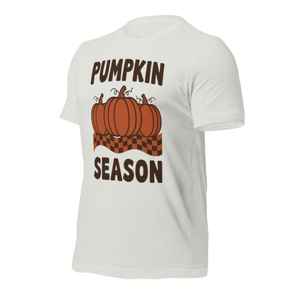Pumpkin Season retro 70s fall t-shirt — Silver, front-right
