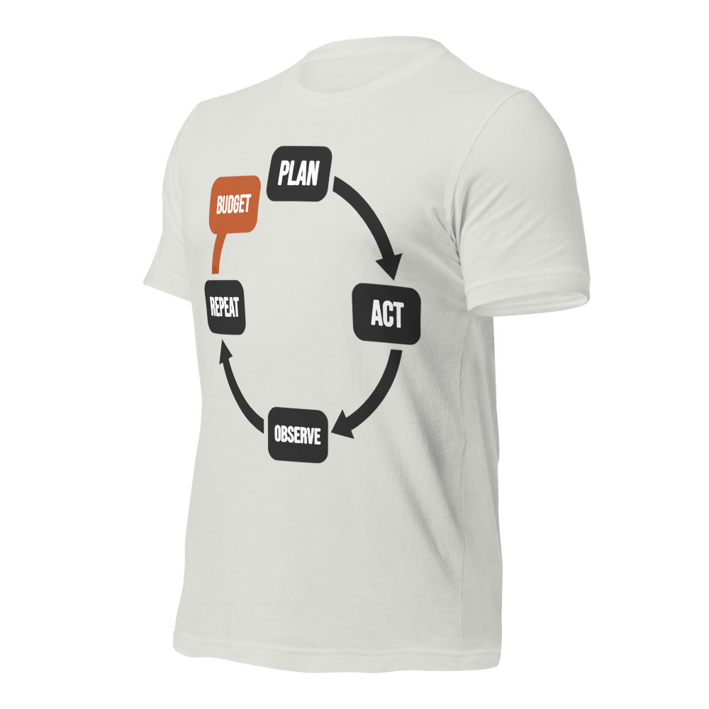 Plan Act Observe Repeat tee — Silver, front-right