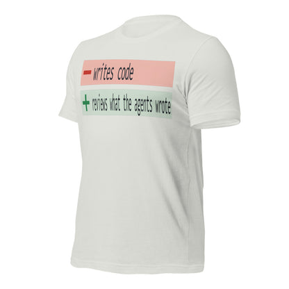 The Diff agentic AI engineer tee — Silver, front-right