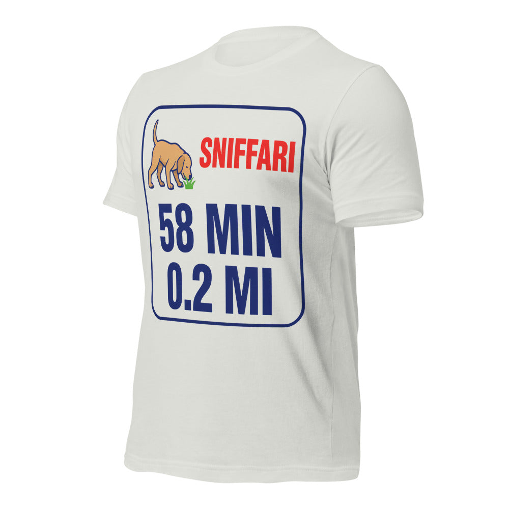 Sniff Walk Recap funny dog dad tee — Silver, front-right