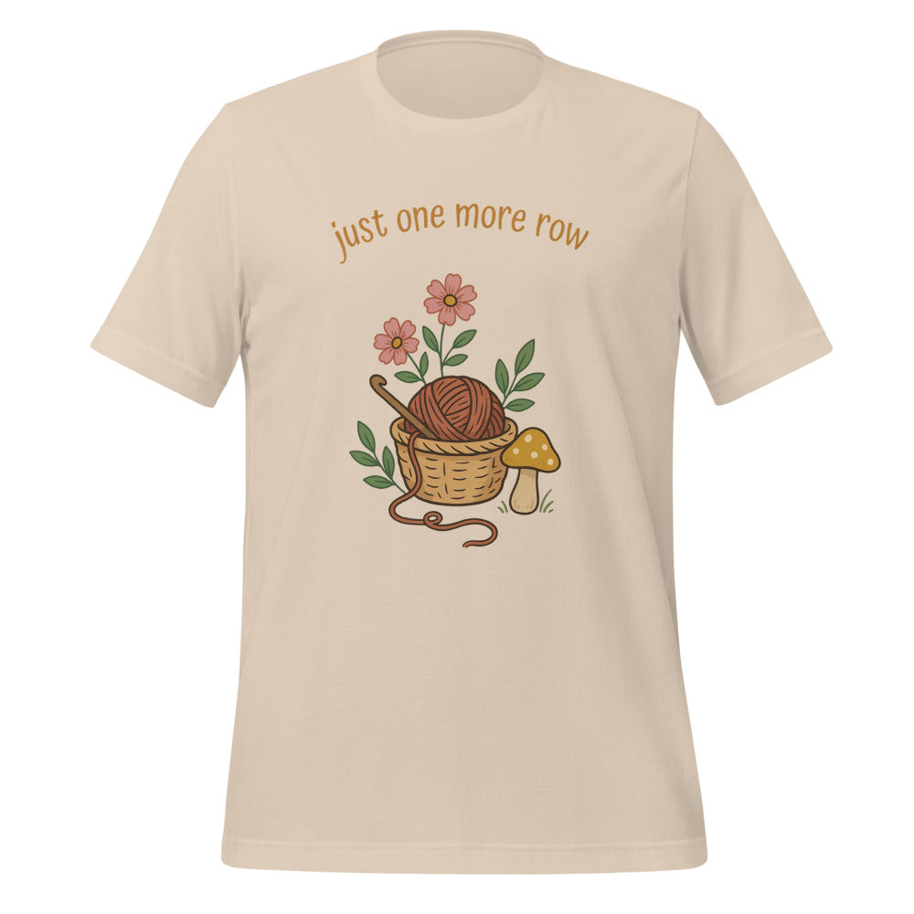 Just One More Row crochet cottagecore tee — Soft Cream, front