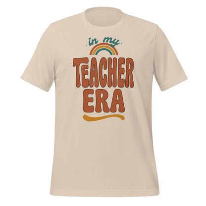 In My Teacher Era retro groovy teacher tee — Soft Cream, front