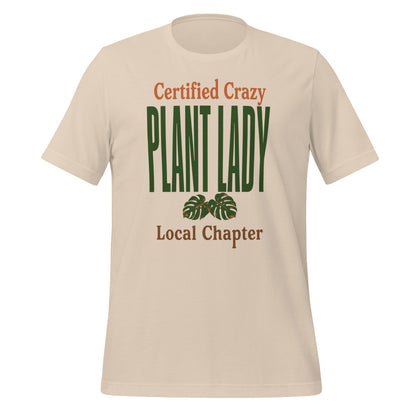 Certified Crazy Plant Lady retro botanical tee — Soft Cream, front