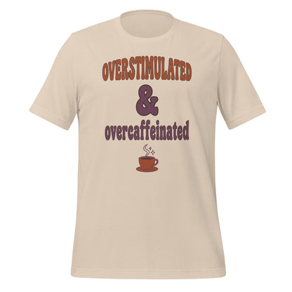 Overstimulated & Overcaffeinated soft retro coffee mental health tee — Soft Cream, front