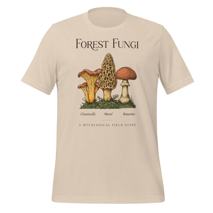 Forest Fungi vintage mushroom field guide tee — Soft Cream, front