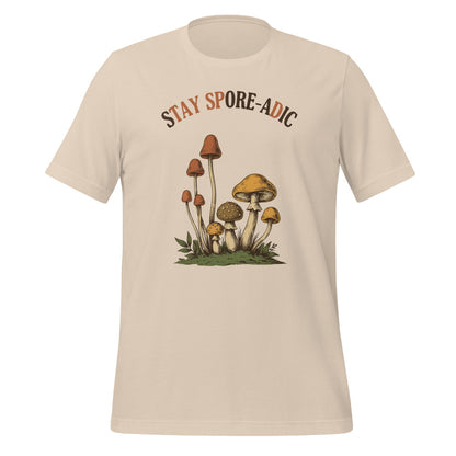 Stay Spore-adic funny vintage mushroom tee — Soft Cream, front