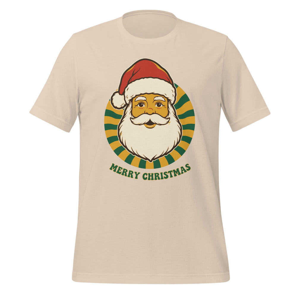 Groovy Santa retro Christmas tee — Soft Cream, front