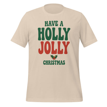 Groovy Holly Jolly retro Christmas tee — Soft Cream, front