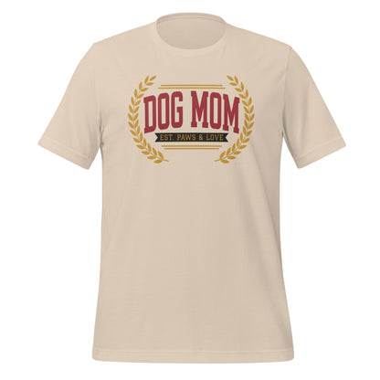 Dog Mom vintage varsity wordmark tee — Soft Cream, front