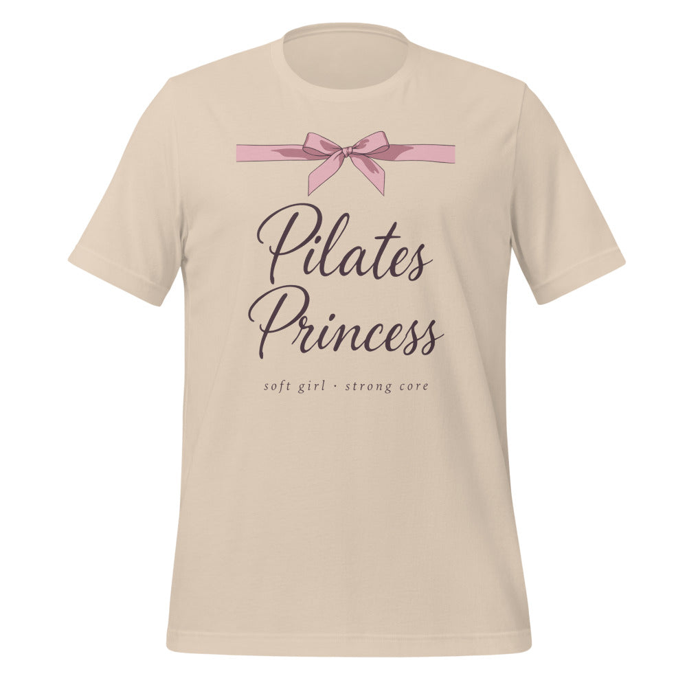 Pilates Princess coquette bow tee — Soft Cream, front