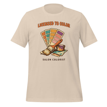 Salon colorist Licensed to Color retro tee — Soft Cream, front