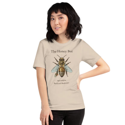 The Honey Bee Apis mellifera anatomical tee — Soft Cream, on model