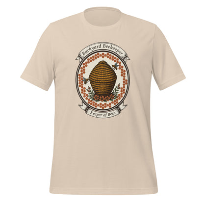 Backyard Beekeeper Keeper of Bees vintage apiary crest tee — Soft Cream, front
