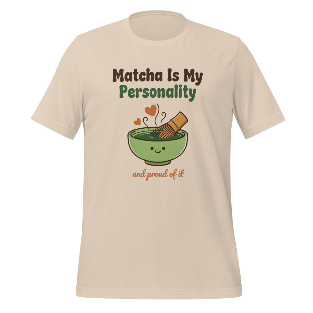 Matcha Is My Personality retro matcha tee — Soft Cream, front