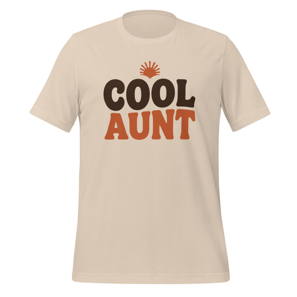 Cool Aunt retro groovy aunt tee — Soft Cream, front