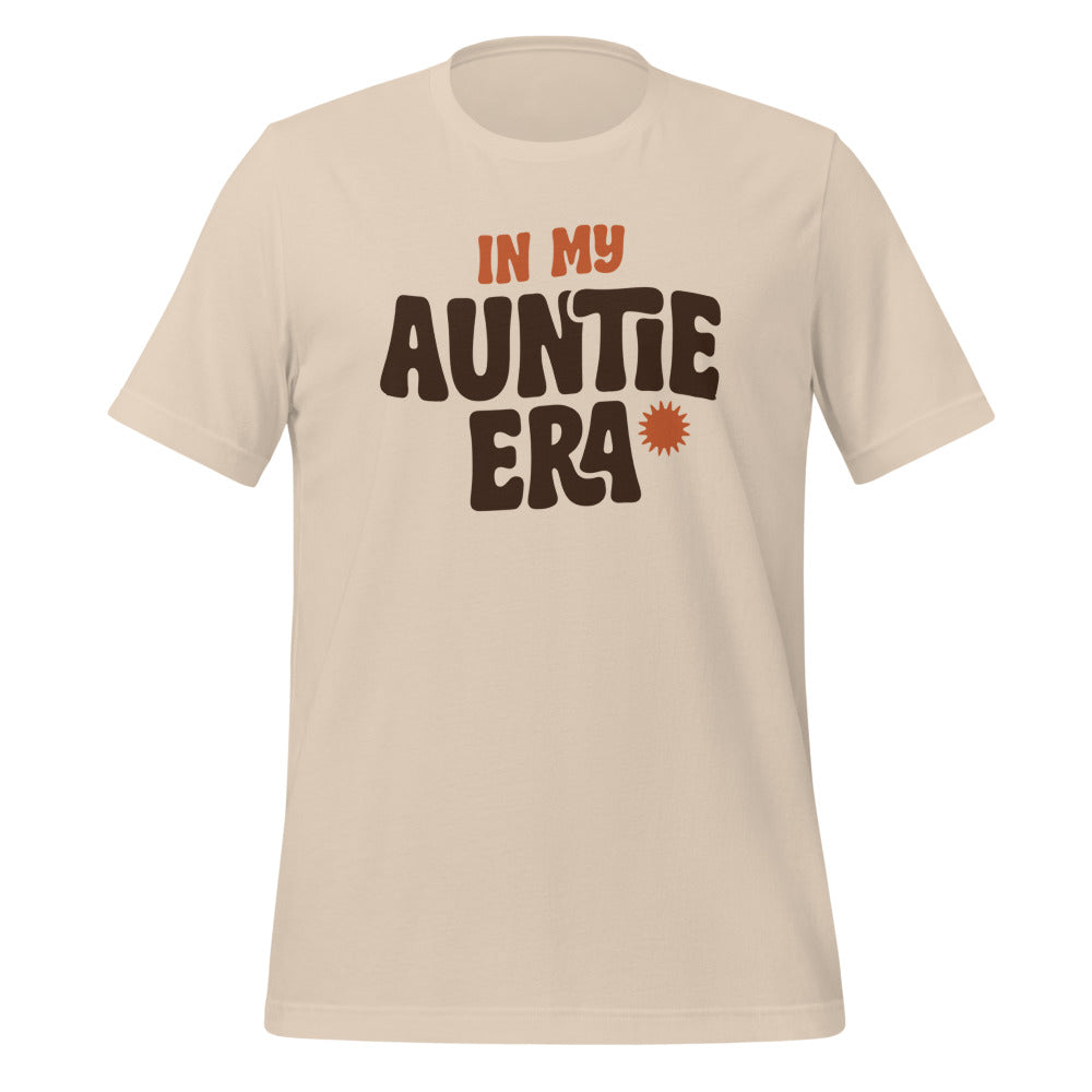 In My Auntie Era retro groovy aunt tee — Soft Cream, front