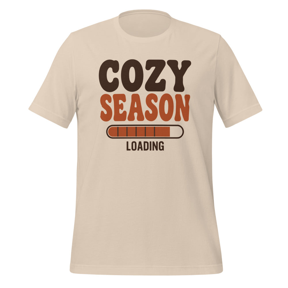 Cozy Season Loading retro 70s fall t-shirt — Soft Cream, front
